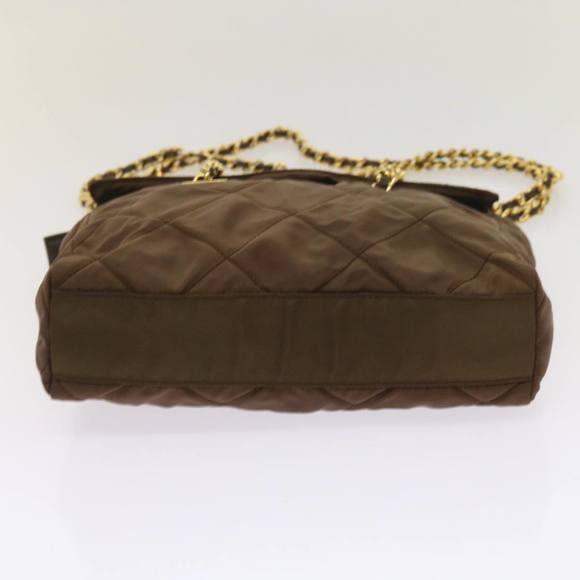 PRADA Quilted Chain Shoulder Bag Nylon Brown Auth yk10527 - Picture 5 of 16
